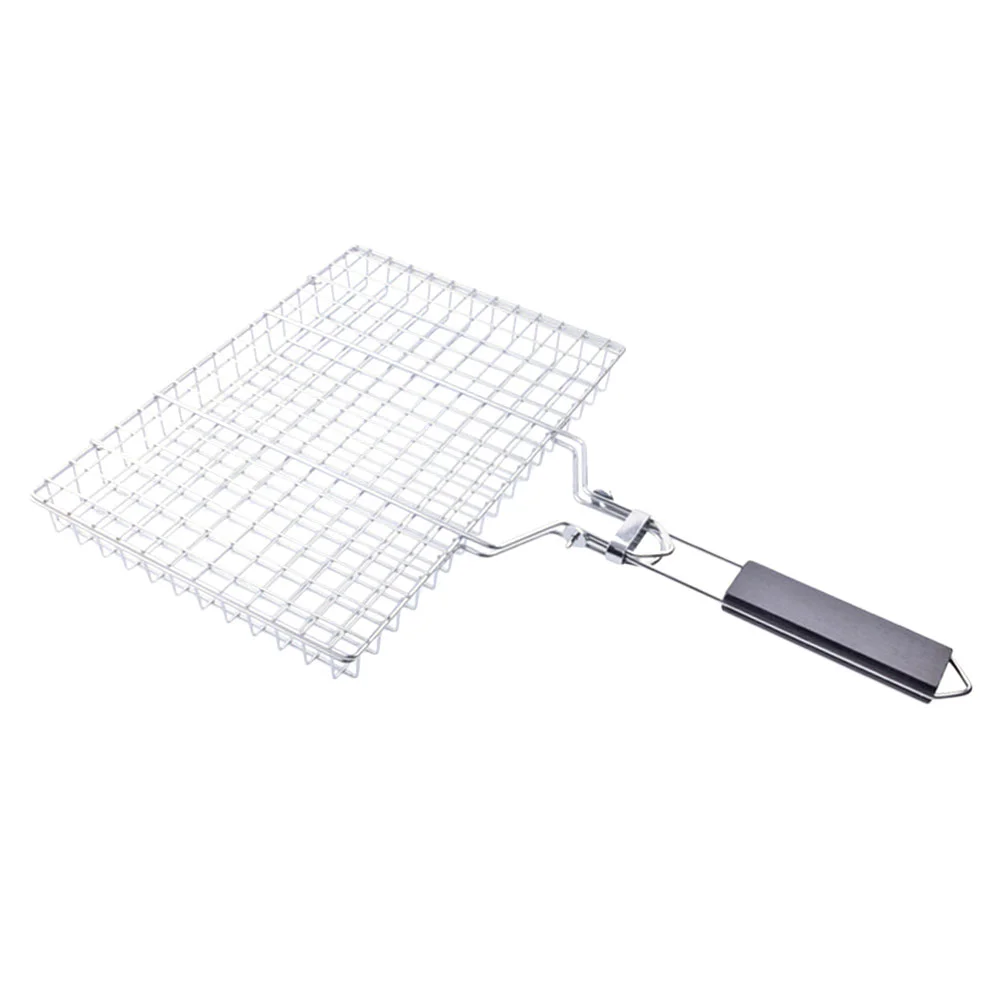 BBQ Net Picnic Grill Grilled Fish Chicken Portable Home Barbecue Clamp Metal Stainless Steel Mesh Folding Clips Tools