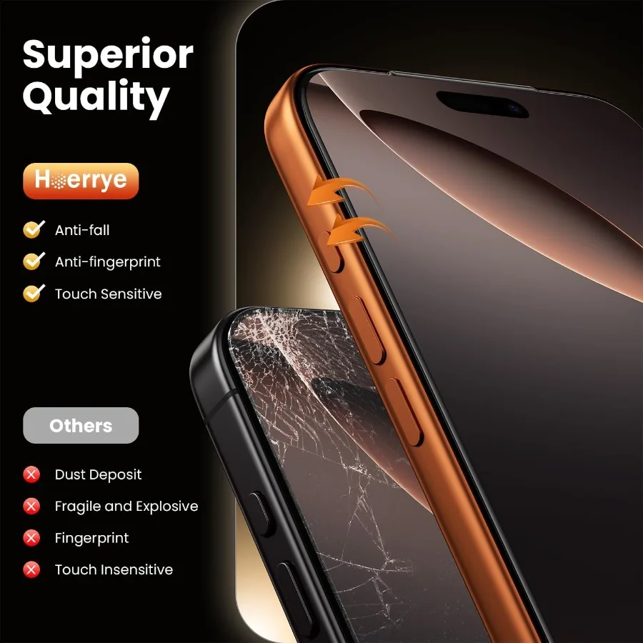 Protecteur d'écran pour iPhone 17 Pro Max [HD Clear][Easy Installation] Coque FriendlyTempered Glass 9H Hardn Incassable Anti Fin