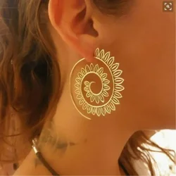 Trendy Gold Silver Color Round Spiral Earrings For Women Brinco Earings Oorbellen Hoop Earrings Alloy Pendientes Earring Party