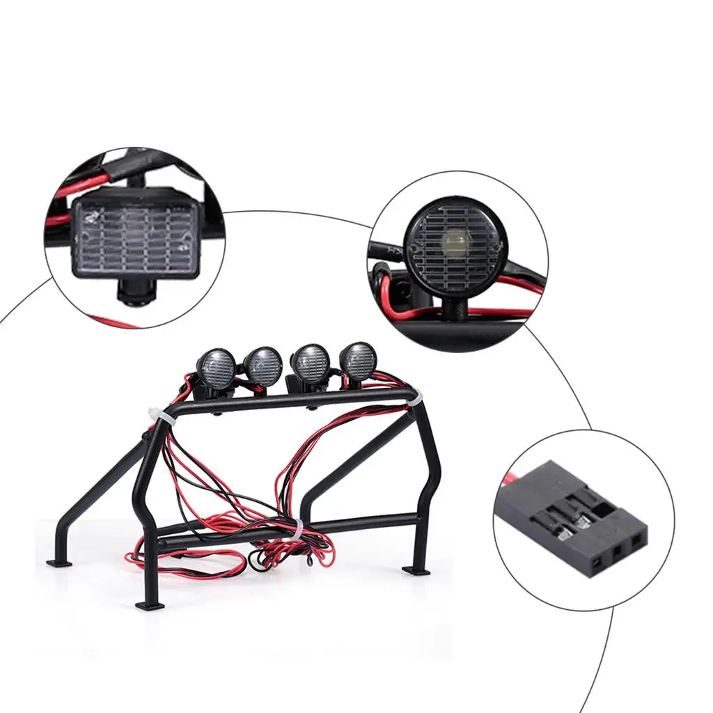 Durable Metal RC Car Roof Rack with LED Light Bar for 1 10 RC Truck Body Luggage Carrier Upgrade