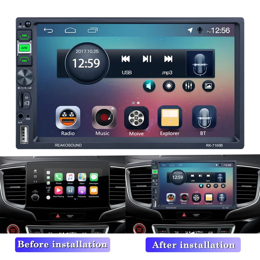 X-REAKO 2 Din MP5 Universal 7-inch Car Radio Multimedia Player Touch Screen Player Bluetooth EQ HD USB TF FM Reversing Rear View