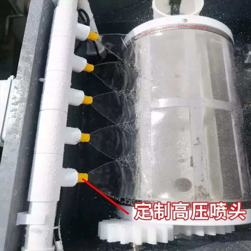 Fish Pond Waste Separator Rotary Drum Filtration Device Auto Backwash Structure With Removable Filter Cotton