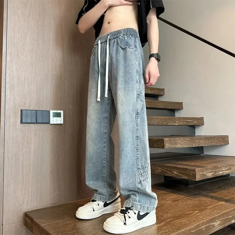 【Mirrordust】AutunnoinsLoose American High Street Jeans casual Pantaloni larghi a gamba larga