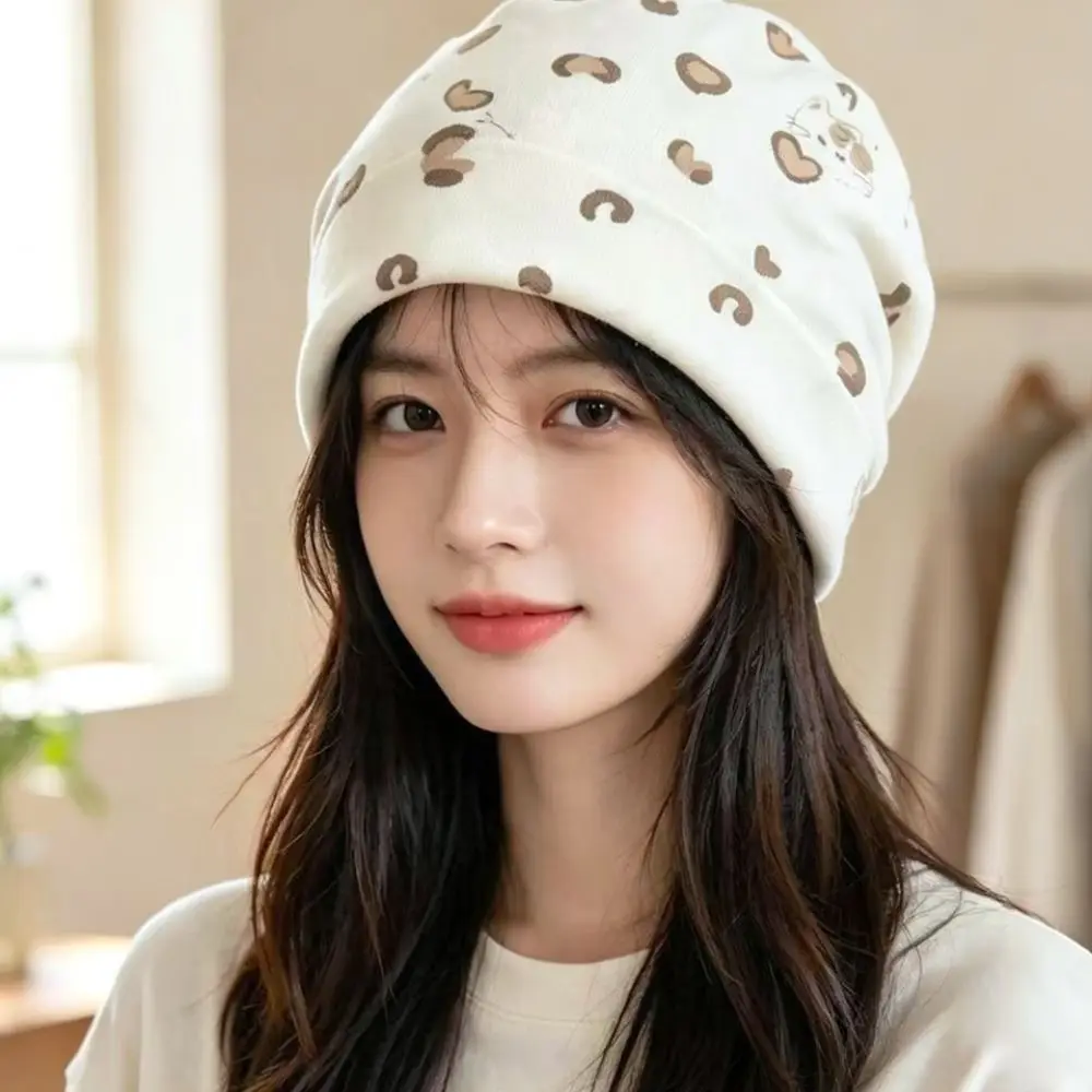 Comfortable Nursing Hat Cute Bear Design Cotton Bonnet Breathable Warm Postpartum Headwear Soft Elastic Cap For Women Autumn