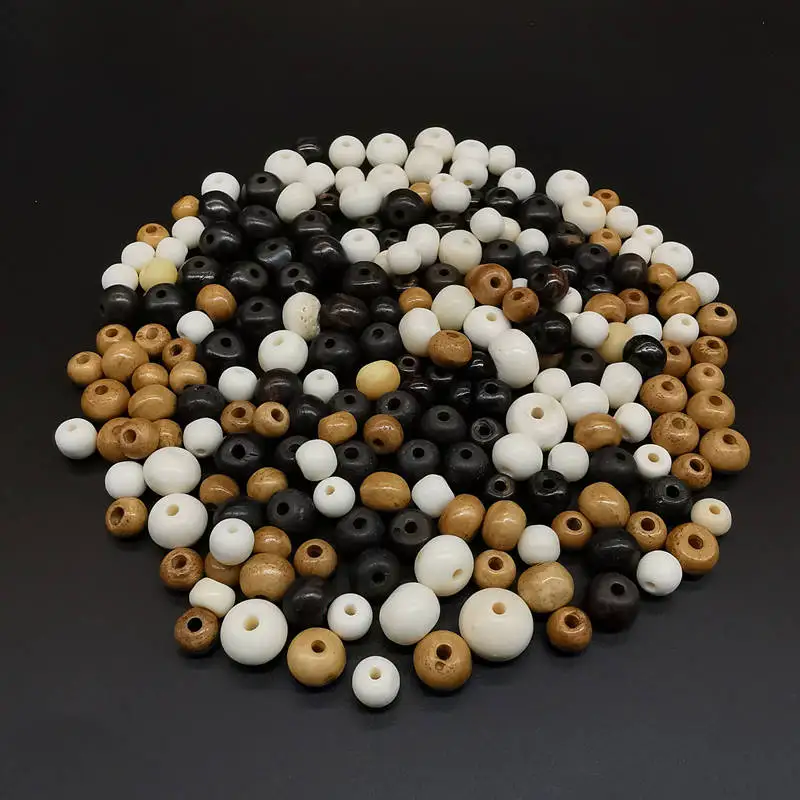 20PCS Tibet Yak Bone Loose Beads 8mm 10mm 12mm White Black Brown TSB0132