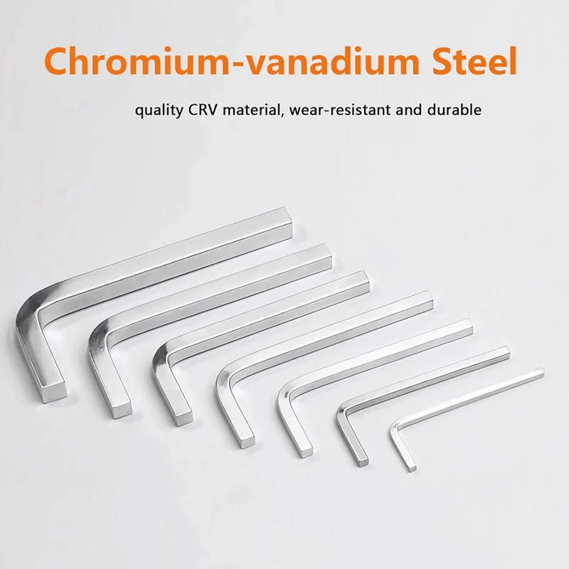 Square Head Wrench Set L Shaped Square Key Kit Chromium Vanadium Steel Square Head Screwdrivers, 3-10Mm