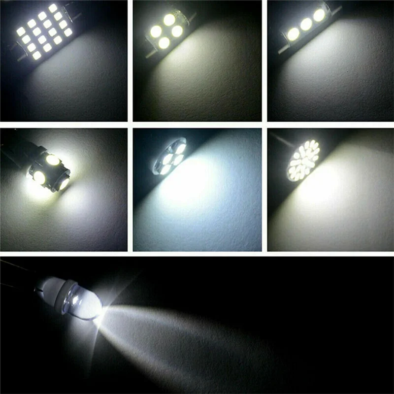 Kit di illuminazione interna a LED SMD da 42 pezzi T10 6000K Pacchetto di sostituzione targa cupola targa/luce di lettura-[Qahk]