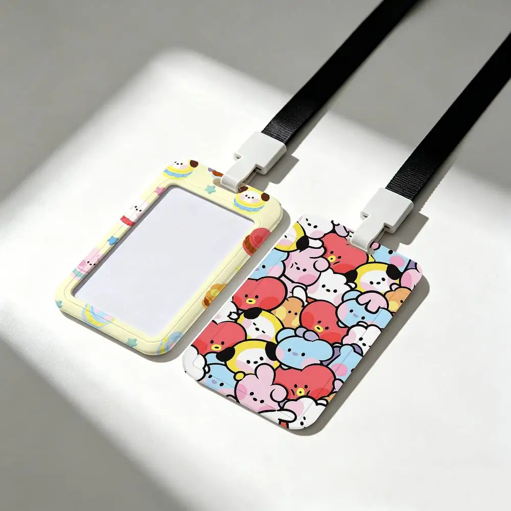 B-BTKawaii 21 Heart Pop Card Holder Neck Strap Pendant Door Badge Holder Lanyards Keychain Work Credential Case Gift