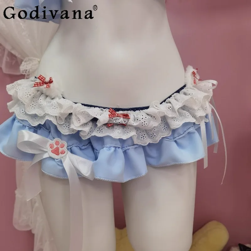 مثير الرغبة النقية أعلى السراويل مجموعة النساء الحلو الأصلي لطيف أعلى البسيطة السراويل الإناث الأبيض الأزرق قطعتين ملابس قصيرة الصيف