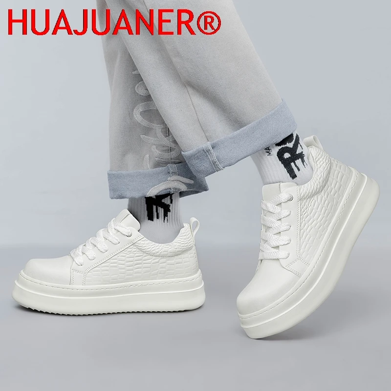 Men's Leather Elevator Shoes 7cm Hidden Height Increase Thick Sole Fashion Casual Sports Breathable Comfortable Sneakers for Man view 6
