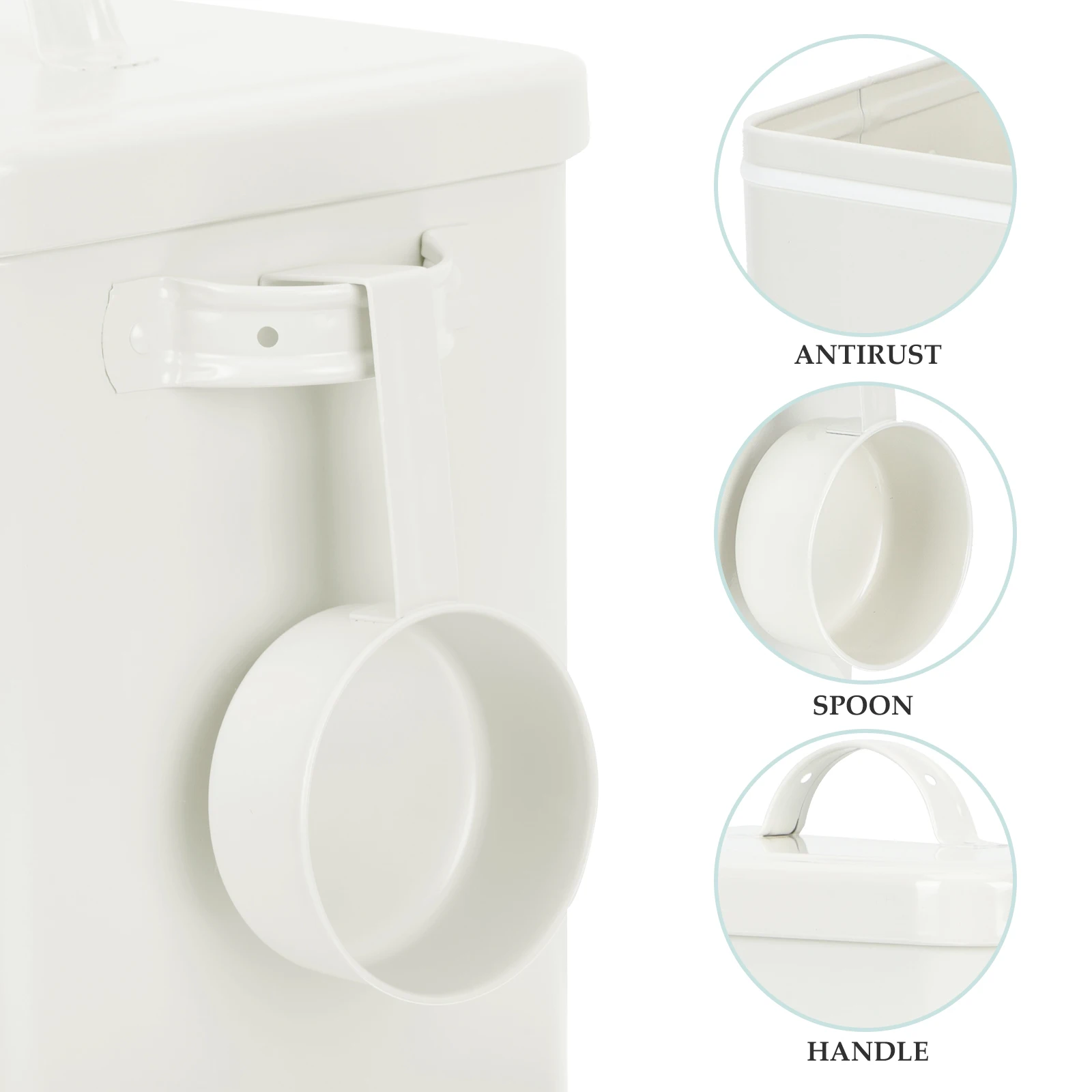 

Laundry Detergent Container Iron Material Easy Clean Multi Purpose Bucket Storage Box Powder Holder Beads White
