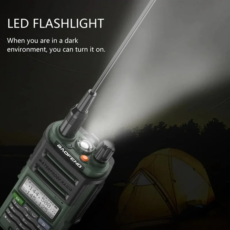 Baofeng UV-9R Pro IP68 Wodoodporne Walkie Talkie Ładowarka Tri-Power Type-C Dual Band PMR 446 Radio Amatorskie Dwukierunkowe Radio na Kemping