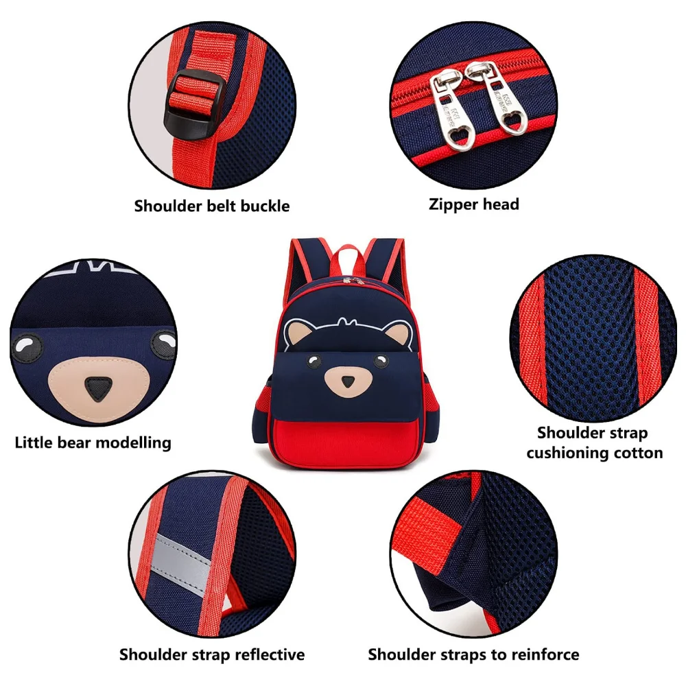 Custom Name Kids Bear Backpack for School, Cute Waterproof Schoolbag, Backpack for Elementary or Kindergarten, Toddler Kids Bag