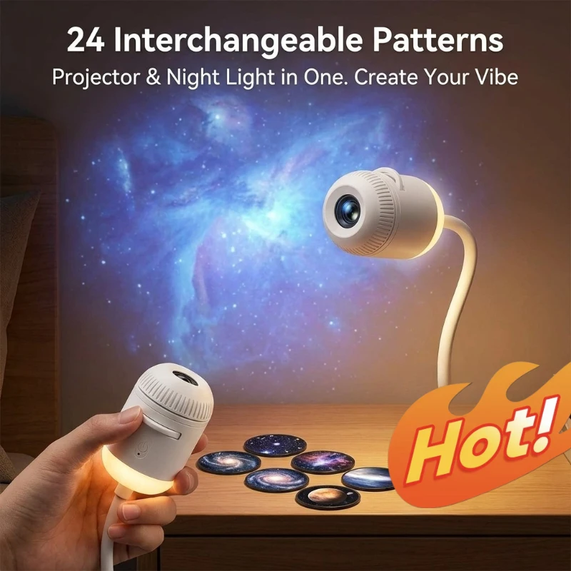 USB Starry Sky Projector Night Light 360° Adjustable Galaxy Atmosphere Lamp for Car Interior Home Bedroom Romantic Nightlight