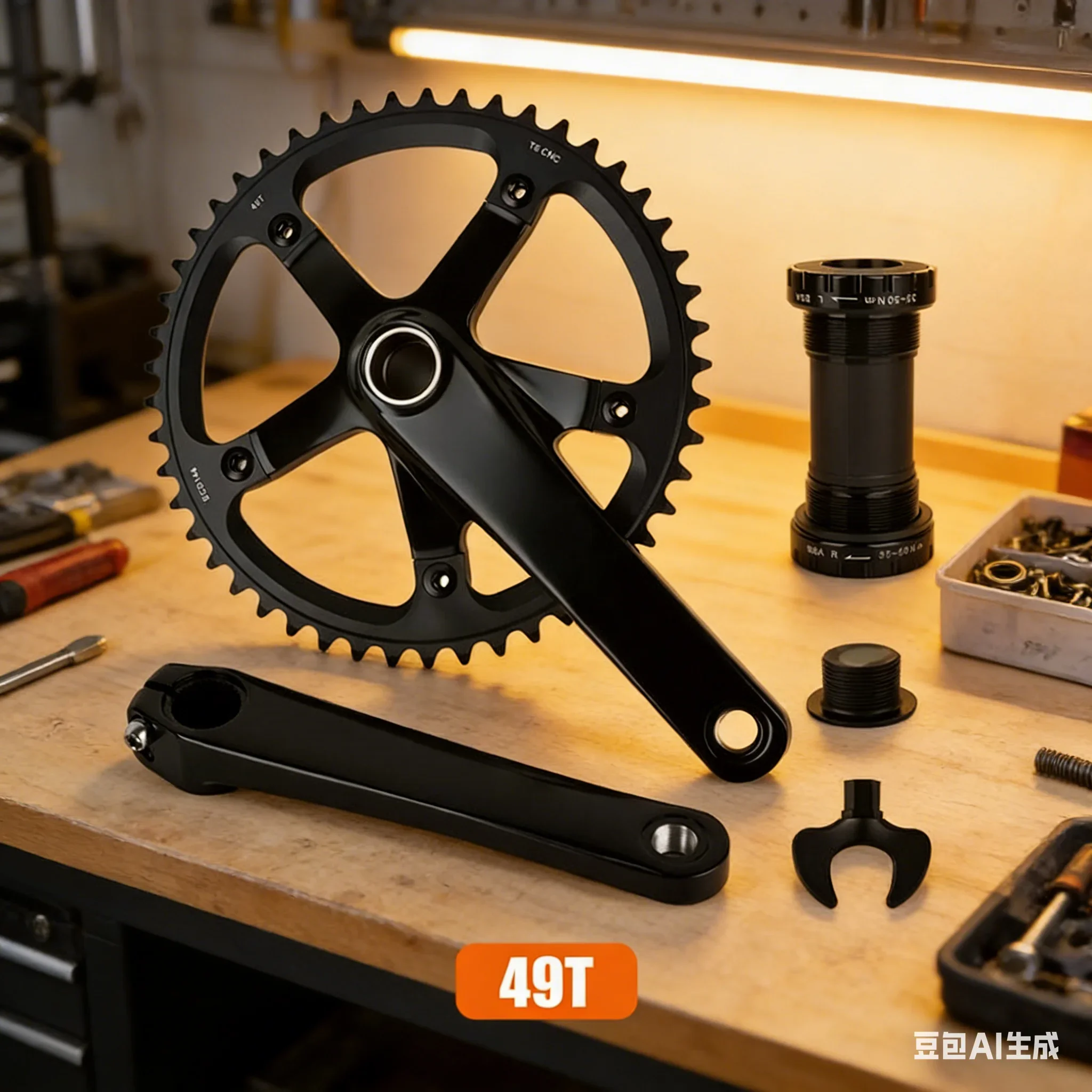 

Bike Crankset 48/49T 165mm BCD144mm Crank Round Chainring Narrow Wide Tooth Chainwheel Bottom Bracket For ATV Fixed-gear Bicycle