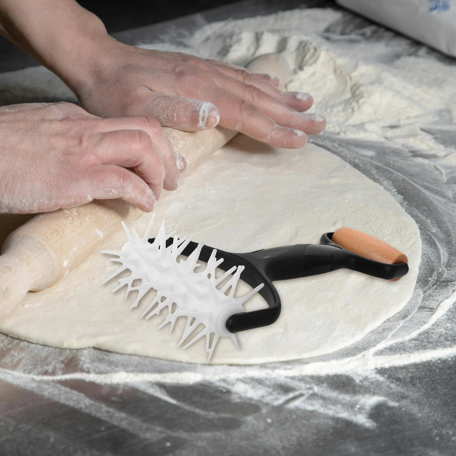 

Rolling Pin Pizza 2in1 Dough Piercer Kitchen Tool Pie Maker pizza spike roller pastry tool perforated dough easy