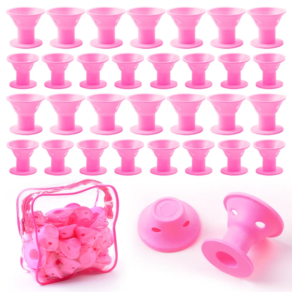 20Pcs Set Silicone Curlers Heatless Sleeping Bangs Roll Mushroom Bell Curlers Curly Hair Tubes For Women