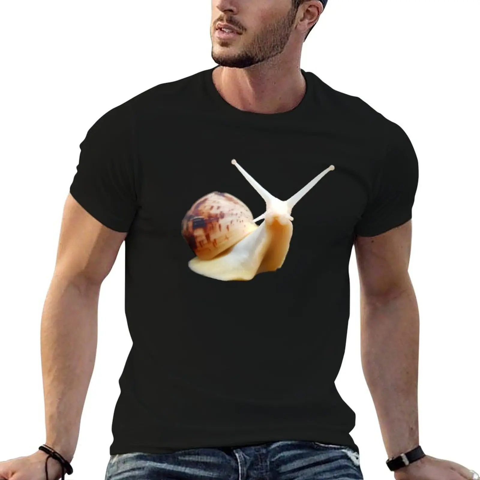 albino giant african land snail photo T-Shirt graphic t shirts designer shirts hippie clothes men t shirts high quality