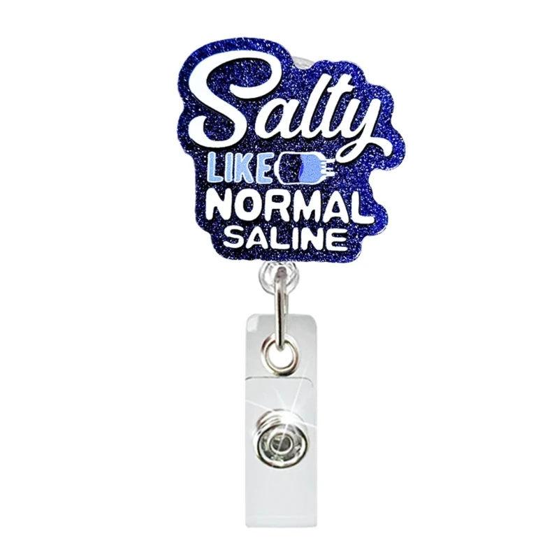 만화 배지 릴 홀더 회전 악어 클립이있는 아크릴 배지 홀더, 간호사 의사를위한 이름 카드 배지 홀더