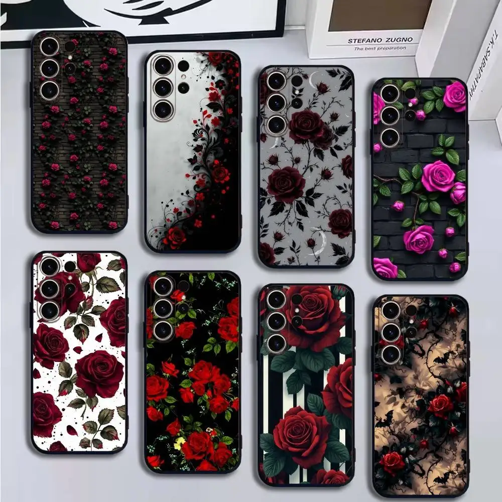 

Flower rose beautiful fashion design Phone Case For SamsungS25,24,21,22,23,30,Ultra,20,Plus,Fe,Lite,Note,10,9,Soft Black Cover