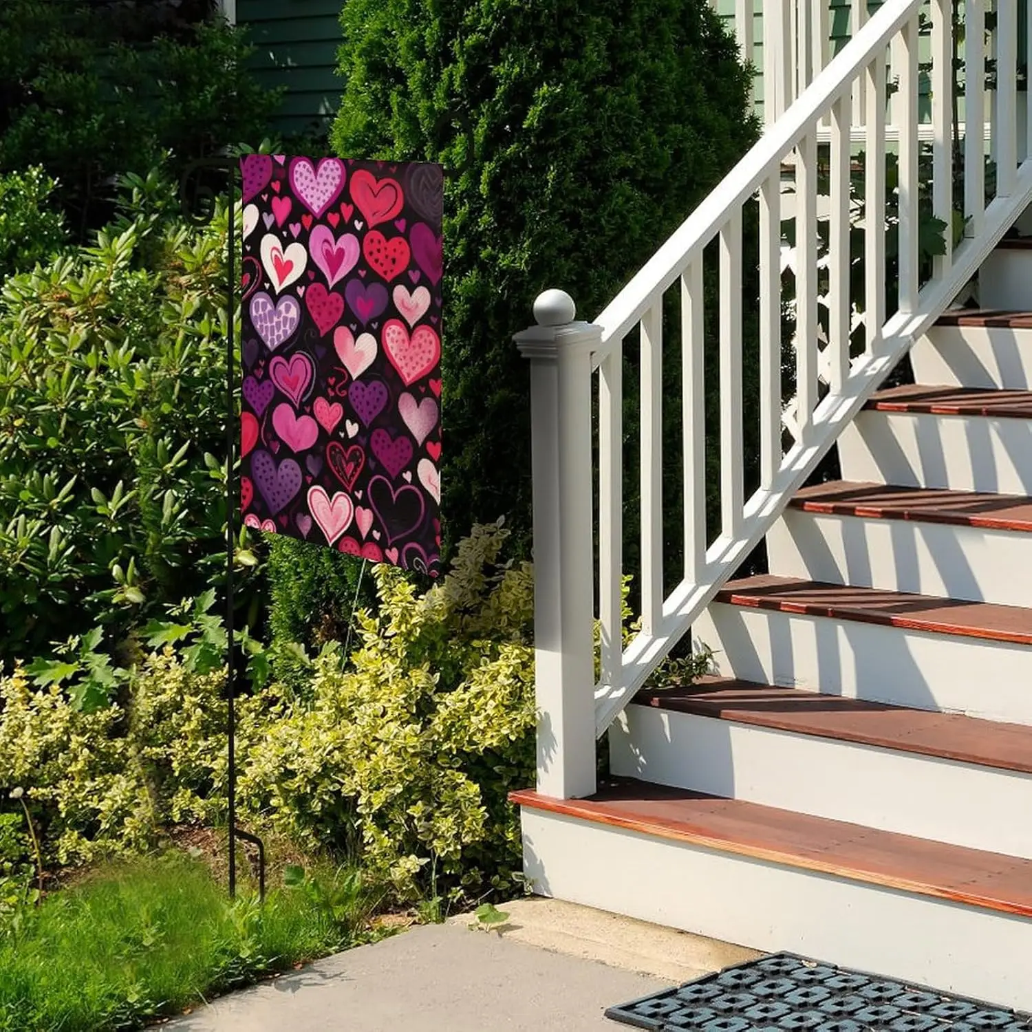Happy Valentines Day Small Garden Flag Double Sided 12 X 18 Inch Red Pink Heart Farmhouse Flag Yard Flag for Garden Patio La yyi