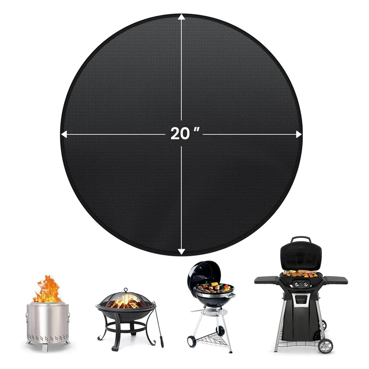 حصيرة حفرة النار ABXHA للموقد المنفرد، حصيرة حفرة النار المقاومة للحريق على الوجهين، حصيرة شواء مستديرة لحفرة النار، حصيرة تحت الشواية مقاس 20 بوصة