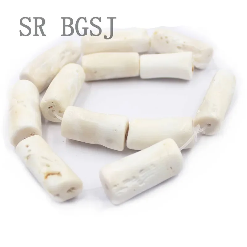 100% Real Freeform Column White Natural Coral Jewelry Making Beads Strand 15\