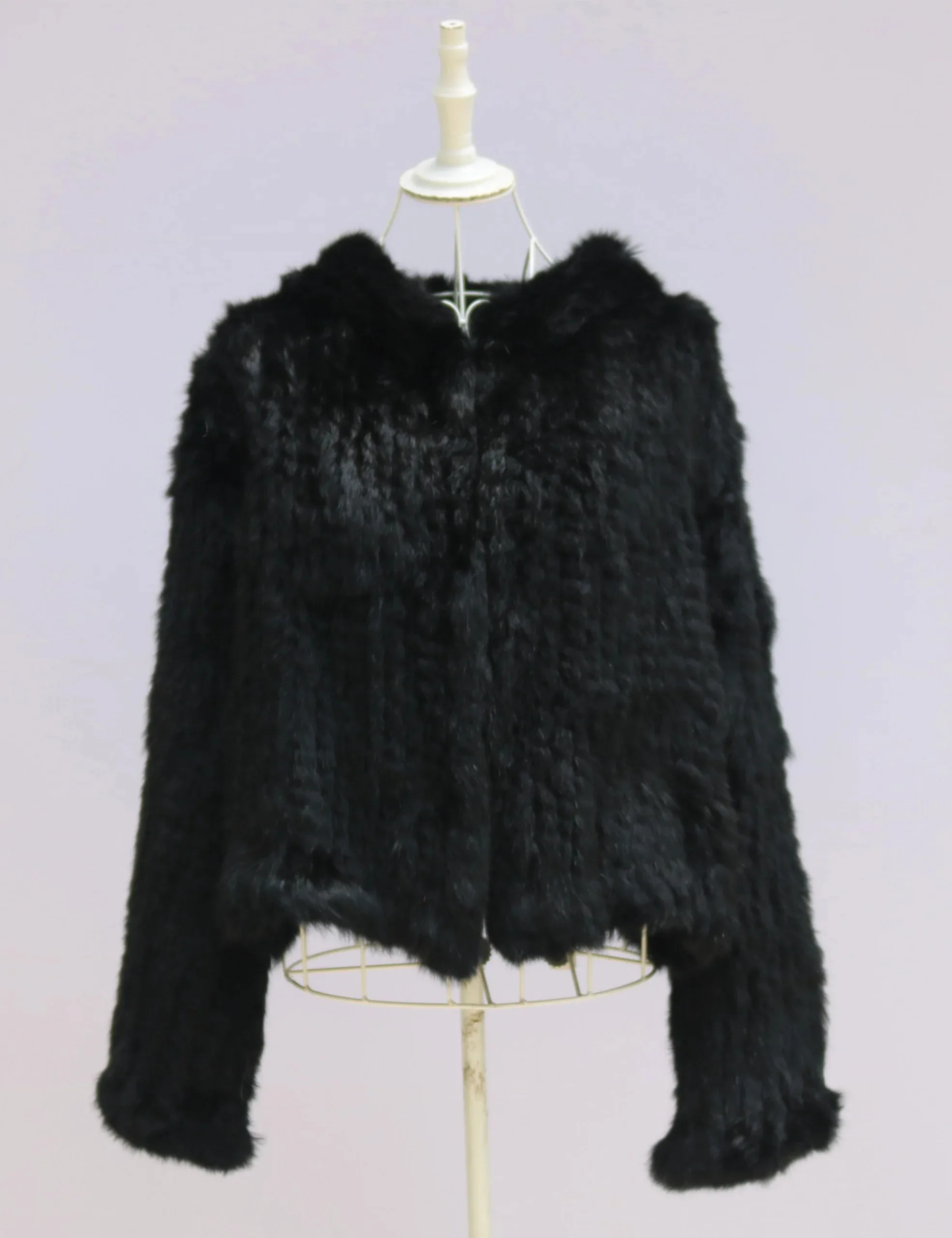 Hot Sales Fashion Real Rabbit Fur Coat Autumn Winter Women Encrypted Thickened Handmade Double-sided Woven Hooded Rabbit Coat