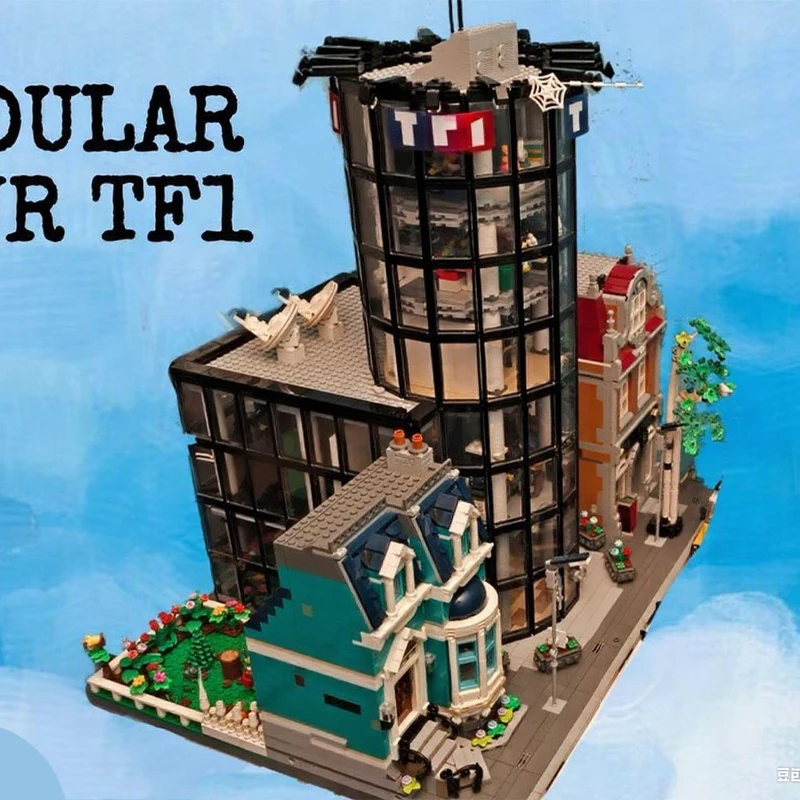 3723 детали MOC Tour TF1 ТВ-башня, цилиндрическая башня, модульные здания, модель, строительные блоки, рождественский подарок, конструктор, подарок на день рождения
