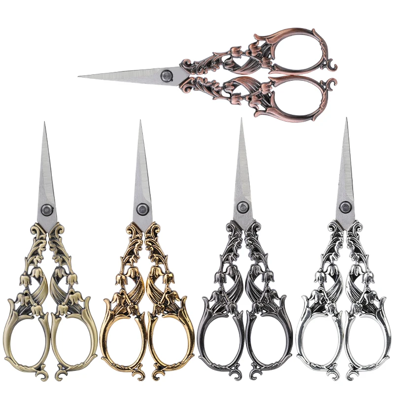 

Fenrry 1Pc Retro Antique Vintage Scissors European Flower Pattern Stainless Steel Scissor DIY Needlework Tools Tailor Scissor