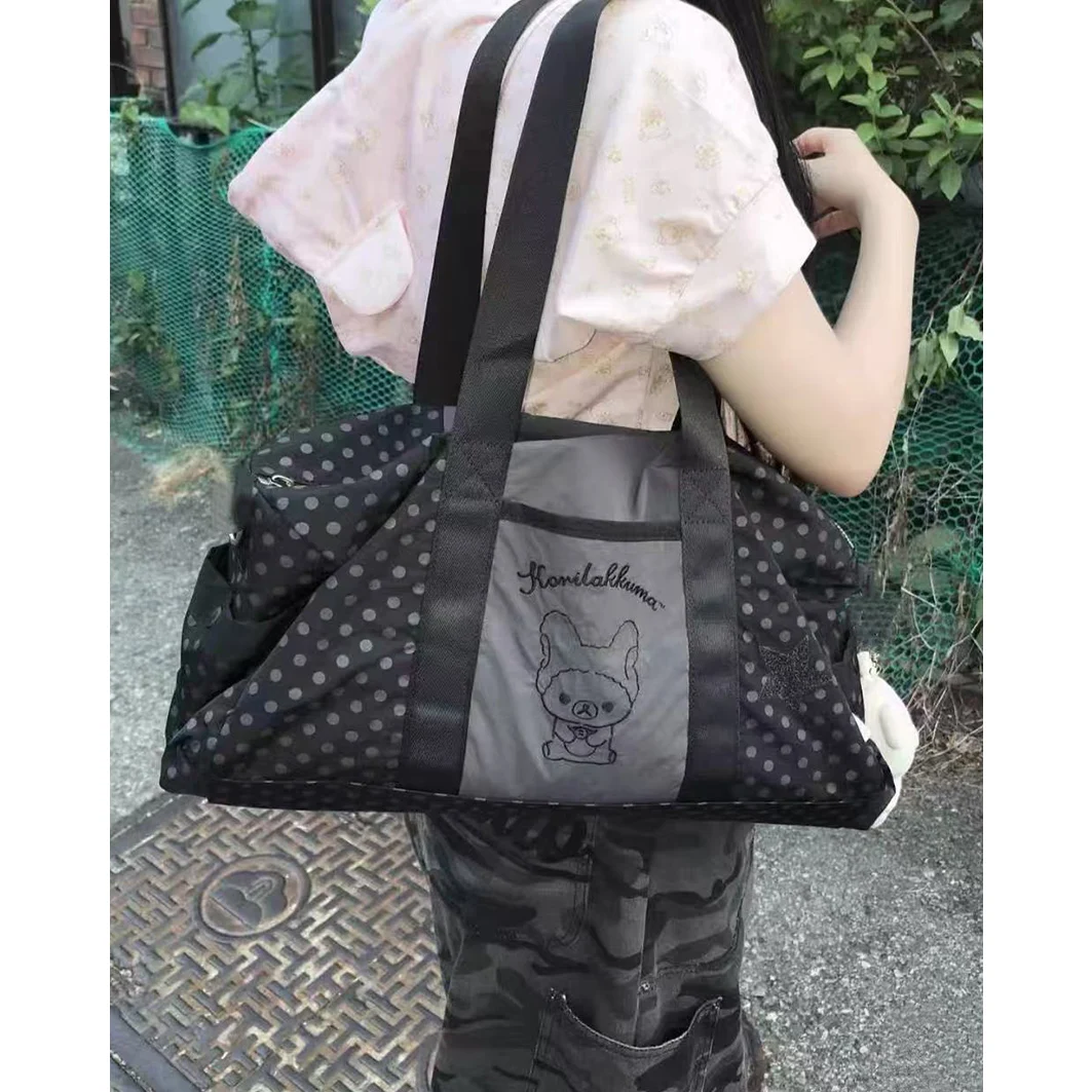 

Cute Cartoon Bear Embroidery ort Trip Bag 2025 New Large Capaci Lightweight Handbag Single oulder Bag Casual Pure Color
