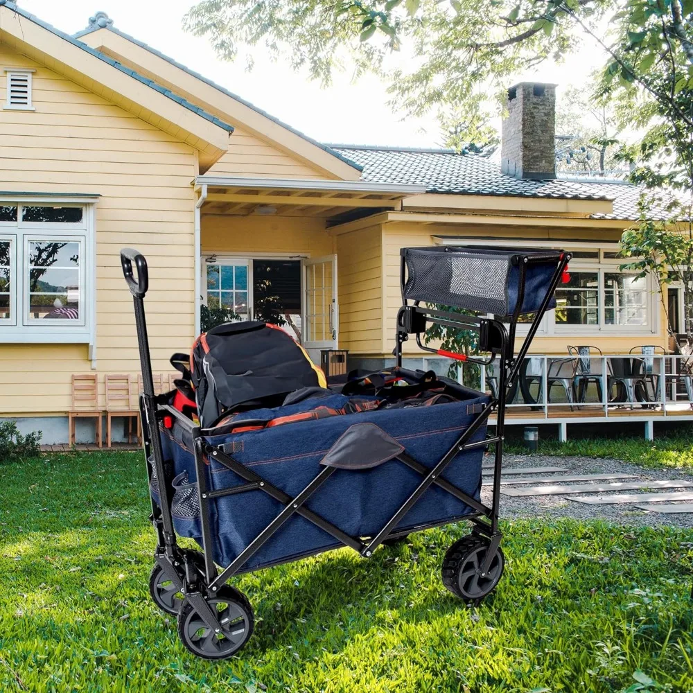 Imagem -04 - Macsports-heavy Duty Wagon com Rodas 300lb Capacidade Empurrar Vagão com Alça e Cesta Mercearia Vagão para Camping Compras e Mais