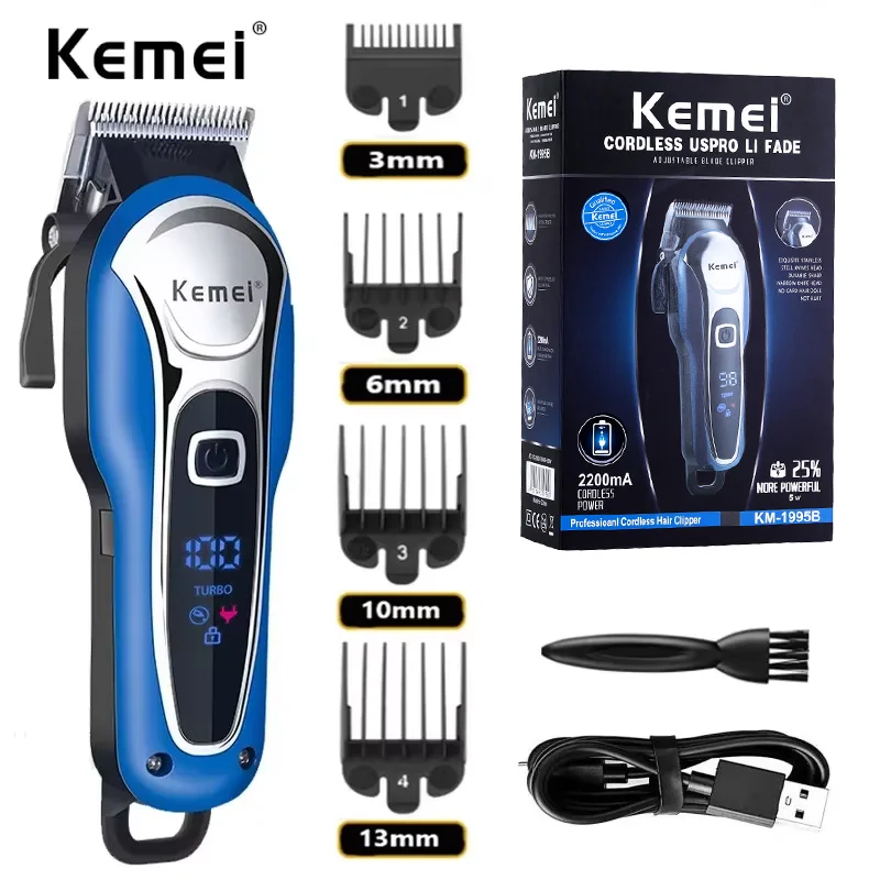 

Kemei KM-1995 Barber Professional Hair Trimmer For Men Electric Beard Cutter Hair Cutting Machine Hair Cut Cordless Corded