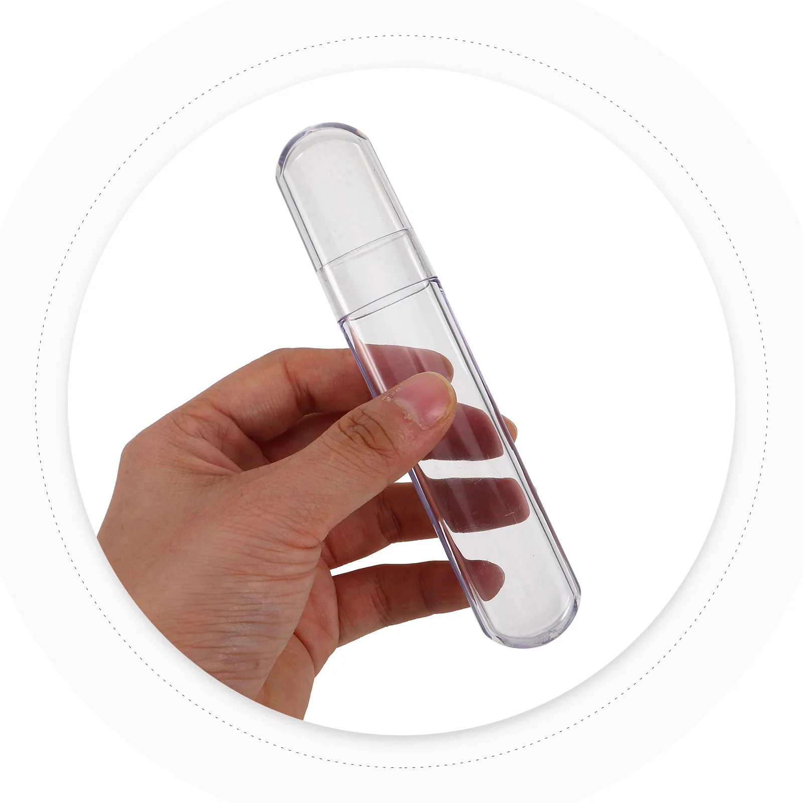 Estuche de plástico transparente para pinzas de pestañas, organizador de tubos pequeños, soporte de almacenamiento ovalado, Estuche De Viaje para extensiones de pestañas, tubos transparentes