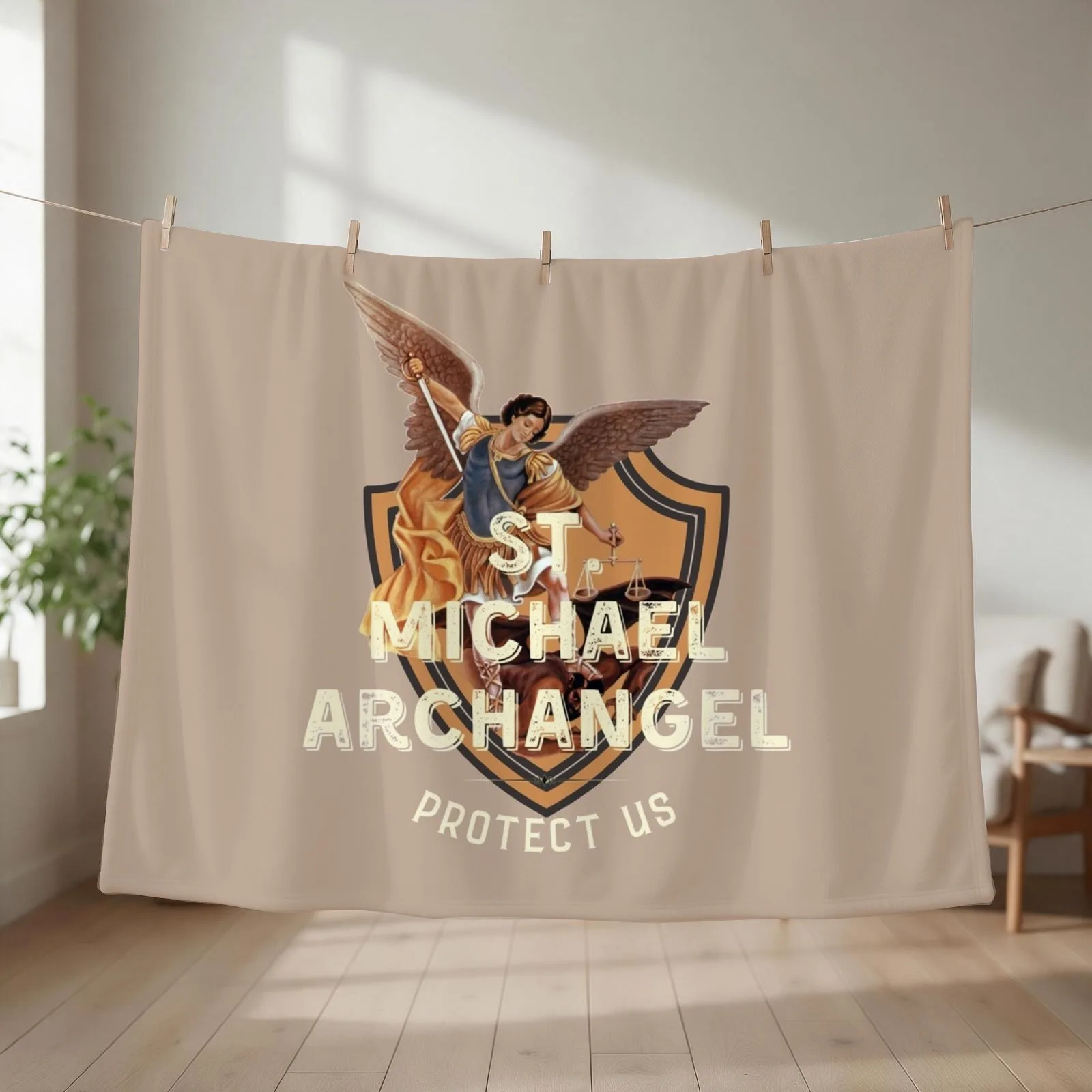 Saint Michael, St Michael Archangel Throw Blanket couch cozy soft plush fuzzy picnic outdoor blanket
