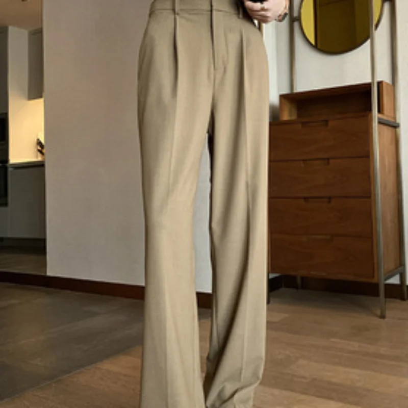 

High Quality Spring New Straight Loose High Waist Slim Drapey Casual Pants Women
