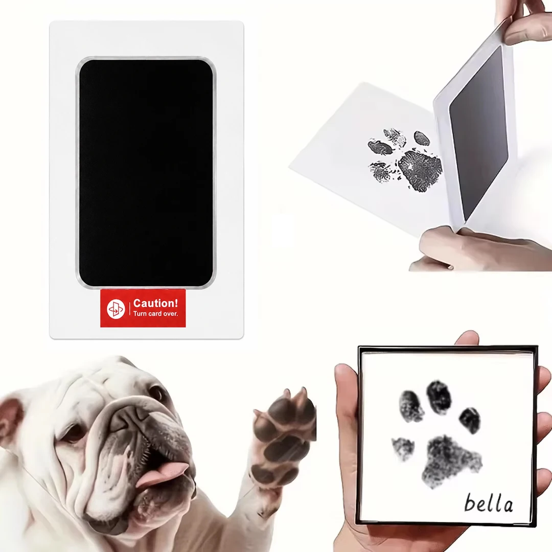 Haustier-Pfotenabdruckmatte für Katzen und Hunde, schnell trocknende schwarze Tinte, sicher, leicht zu reinigen, Erinnerungsgeschenk für Haustierbesitzer, einfach zu verwenden.