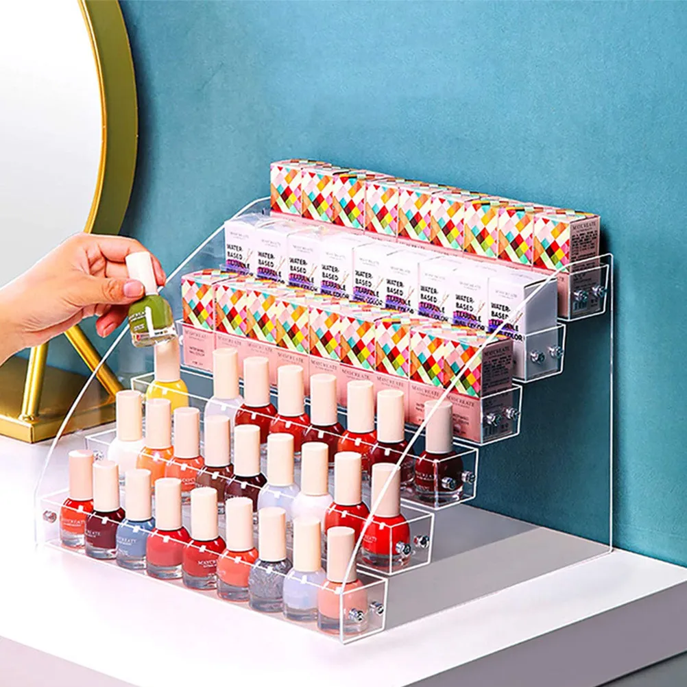 Clear Multi Tier Nail Polish Holder Rack Lipstick Organizer Essential Oil Storage Display Stand Compact Lightweight Desktop