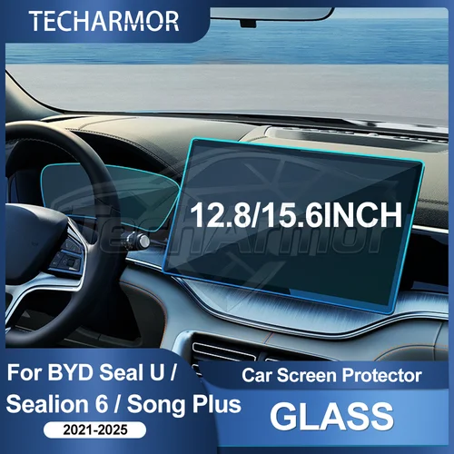 Imagen 1 del producto Película protectora de vidrio templado para coche BYD Seal U/Sealion 6/Song Plus 2021-25, Protector de pantalla para salpicadero de navegación GPS
