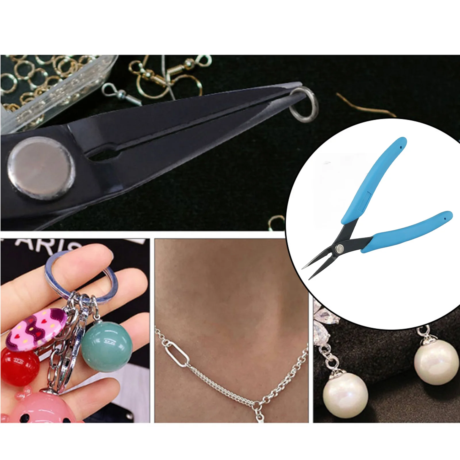 1pc Chain Tweezer Nose Plier 145mm Finer Tip Needle Nose Plier Metal Plier Wi/ Smooth Jaws Comfort Grip Handle For Beads Jewelry