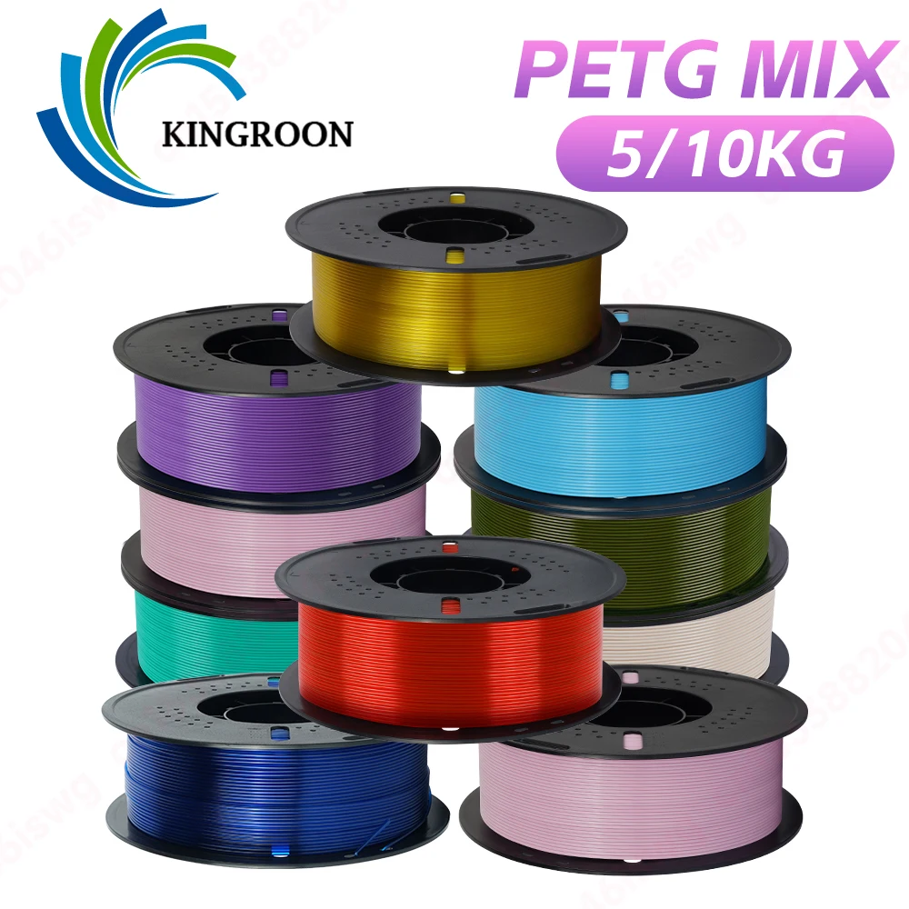 KINGROON PETG 3D Printer Filament 1.75mm 5/10KG Mix Color 3D Printing Material 1KG/Roll Non-Toxic PETG For FDM 3dprinter
