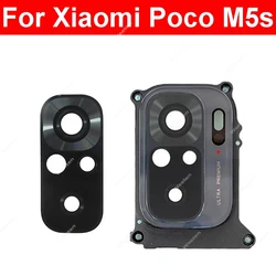 Rear Camera Glass Lens Cover For Xiaomi Poco M5s Back Lens  Glass and Frame Holder with Sticker Replacement Repair Parts