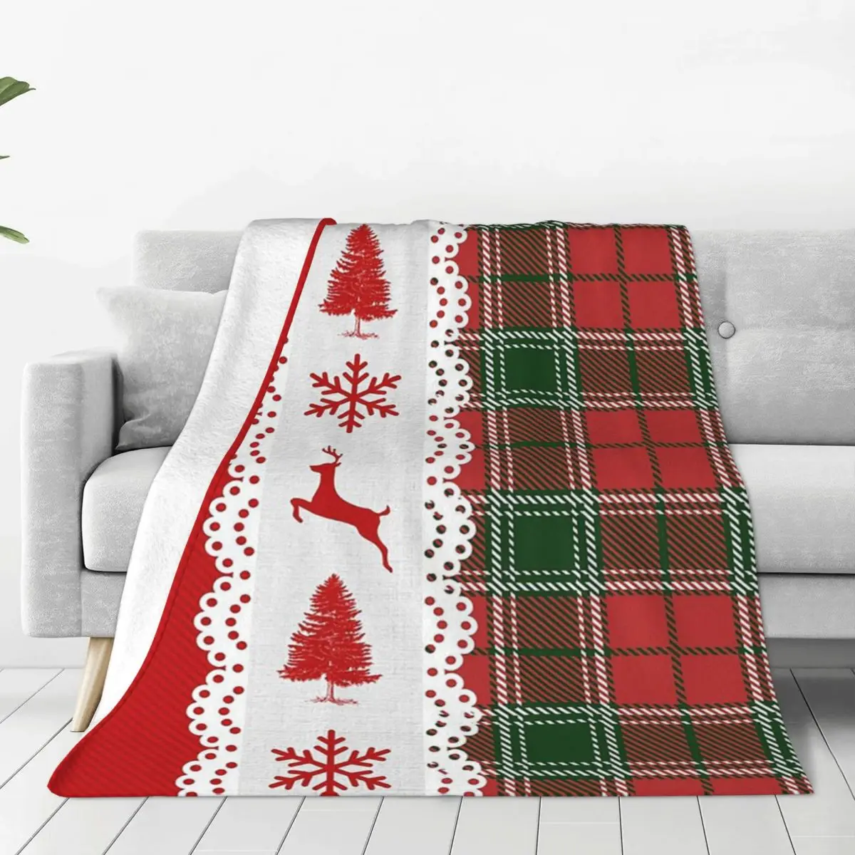 Christmas Red Reindeer And Pine Trees Blanket Flannel Sofa Throw Blankets For Couch Bedding Office Throws Bedspread Quilt