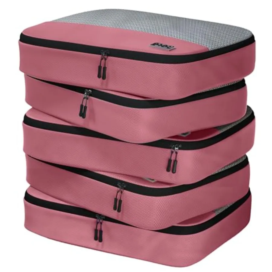 

Large Packing Cubes for Travel - 5pc Packing Cubes for Suitcases - Lightweight Luggage Organizer Bags in Black Non-Compression