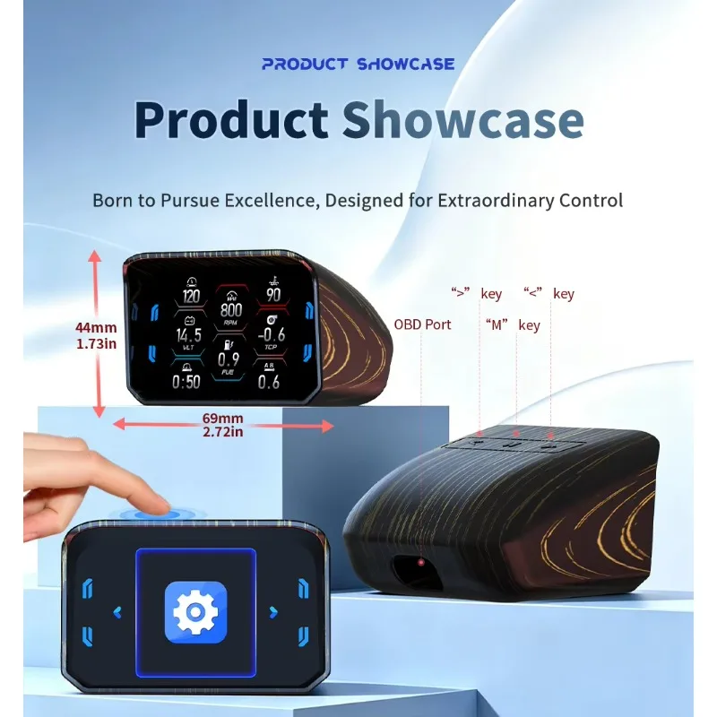 Upgraded P30 Head-up Display HUD LCD Instrument OBD Vehicle Data Display Vehicle Speed with RGB Ambient Light & Touch Buttons