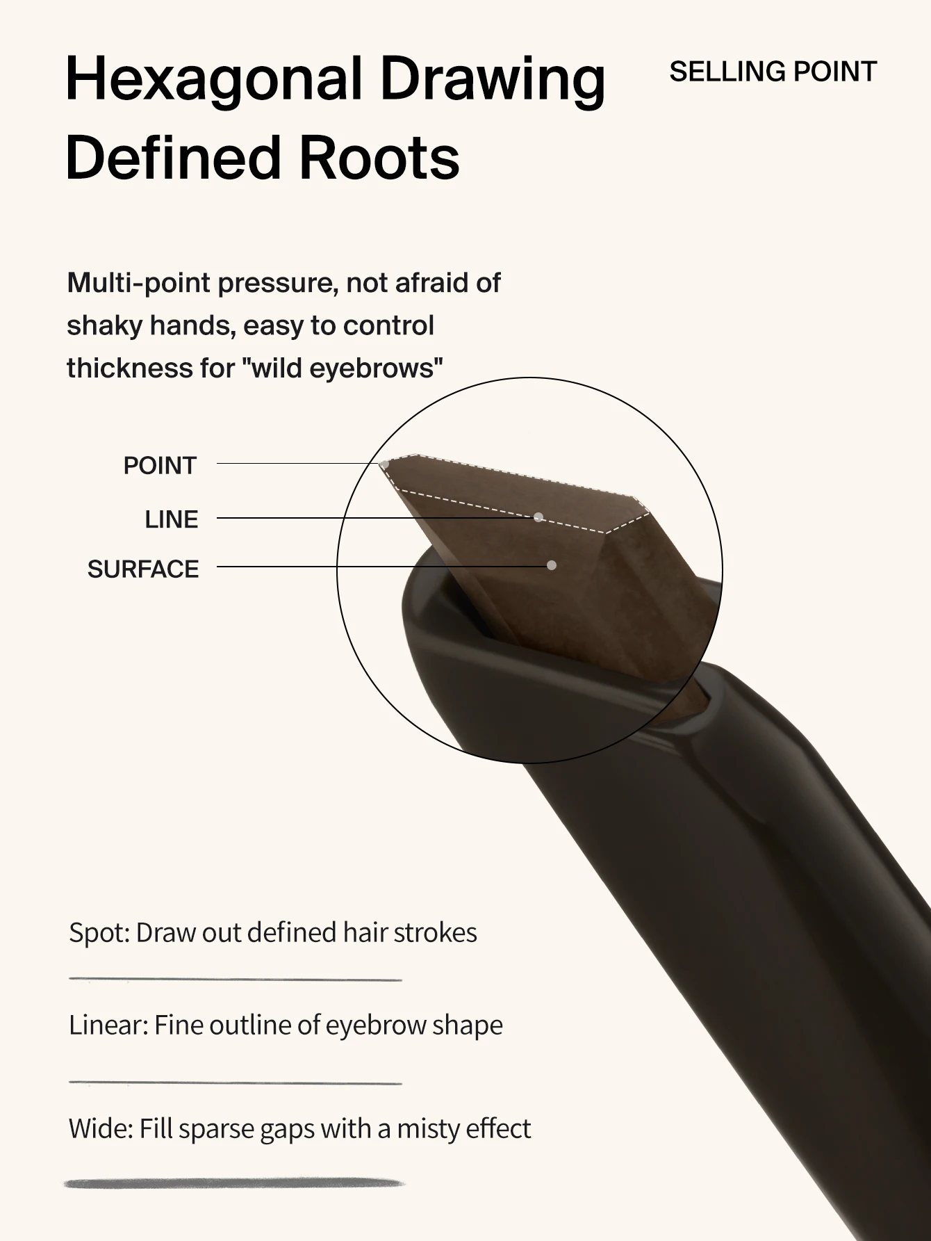 JOOCYEE matita per sopracciglia esagonale morbida resistente all'acqua e al sudore