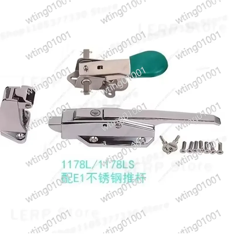 for CM-1178-LS Cold Storage Door Lock Stainless Steel Safety Push Rod Convex Flat Handle Refrigeration Accessories Secure