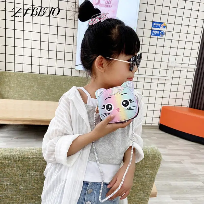 1PCS Cute Cartoon Cat Baby Girls Shoulder Bags Mini Crossbody Bag For Children Boys Kids Small Coin Purse Handbags Wallet