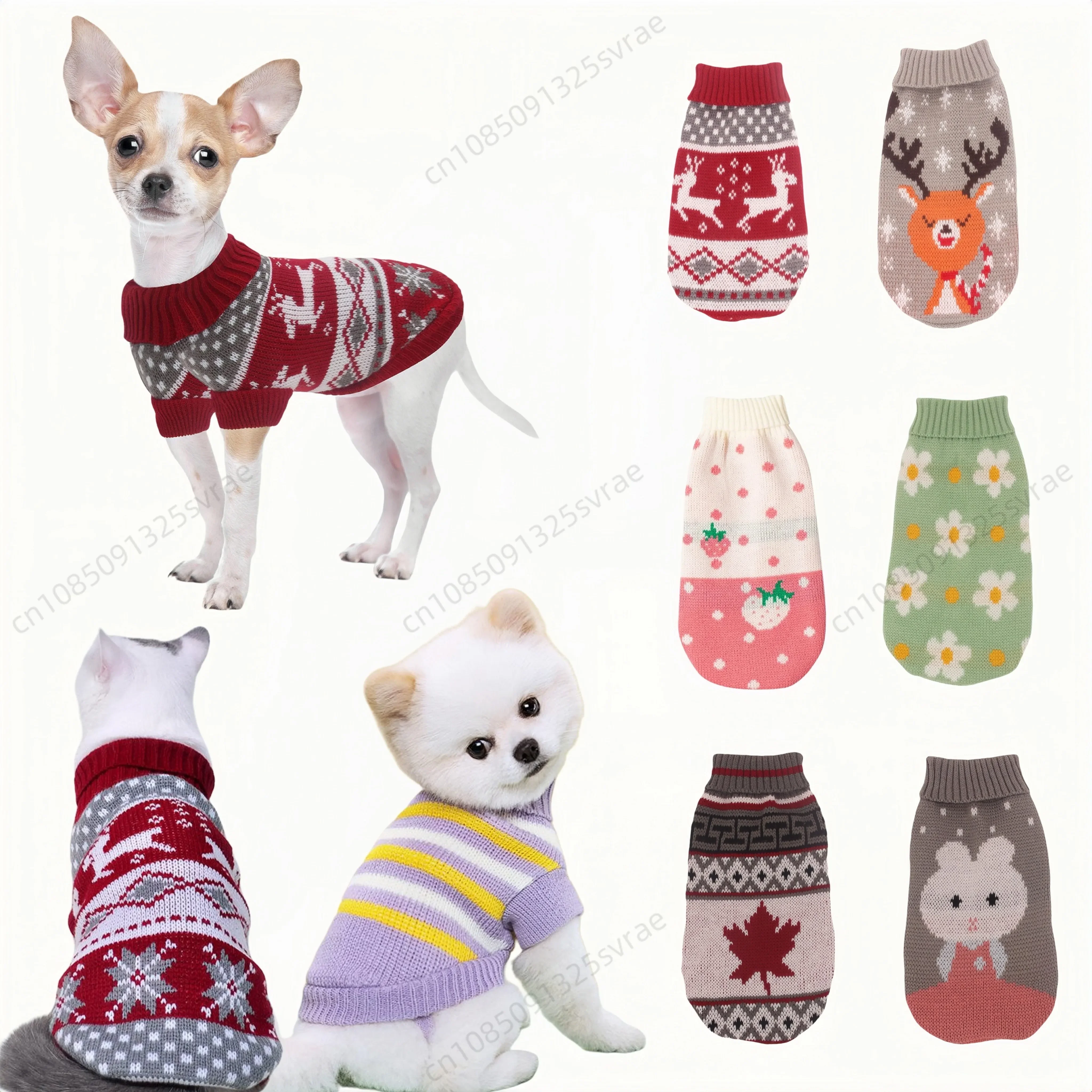 سترات دافئة للكلاب الأليفة ملابس شتوية للكلاب الصغيرة والمتوسطة معطف محبوك للجرو والقط أزياء تشيهواهوا يوركي الفرنسية البلدغ
