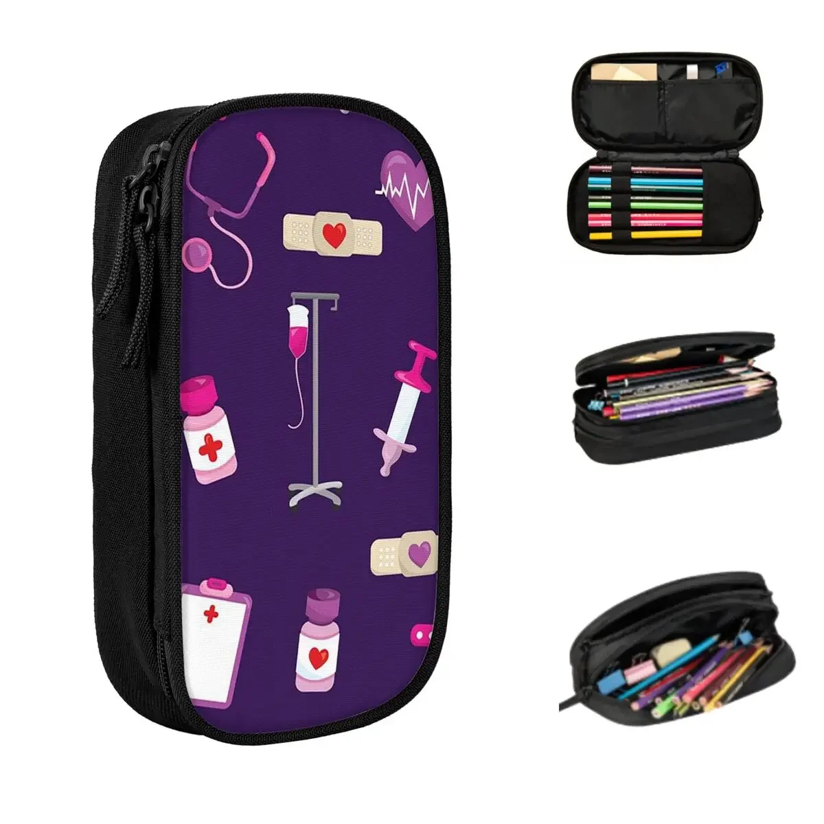 Cute Hospital Medical Pattern Gift For Nurses Pencil Cases Large Storage Pen Bags Pen Box Pencil Pouch For Boys Girls Students